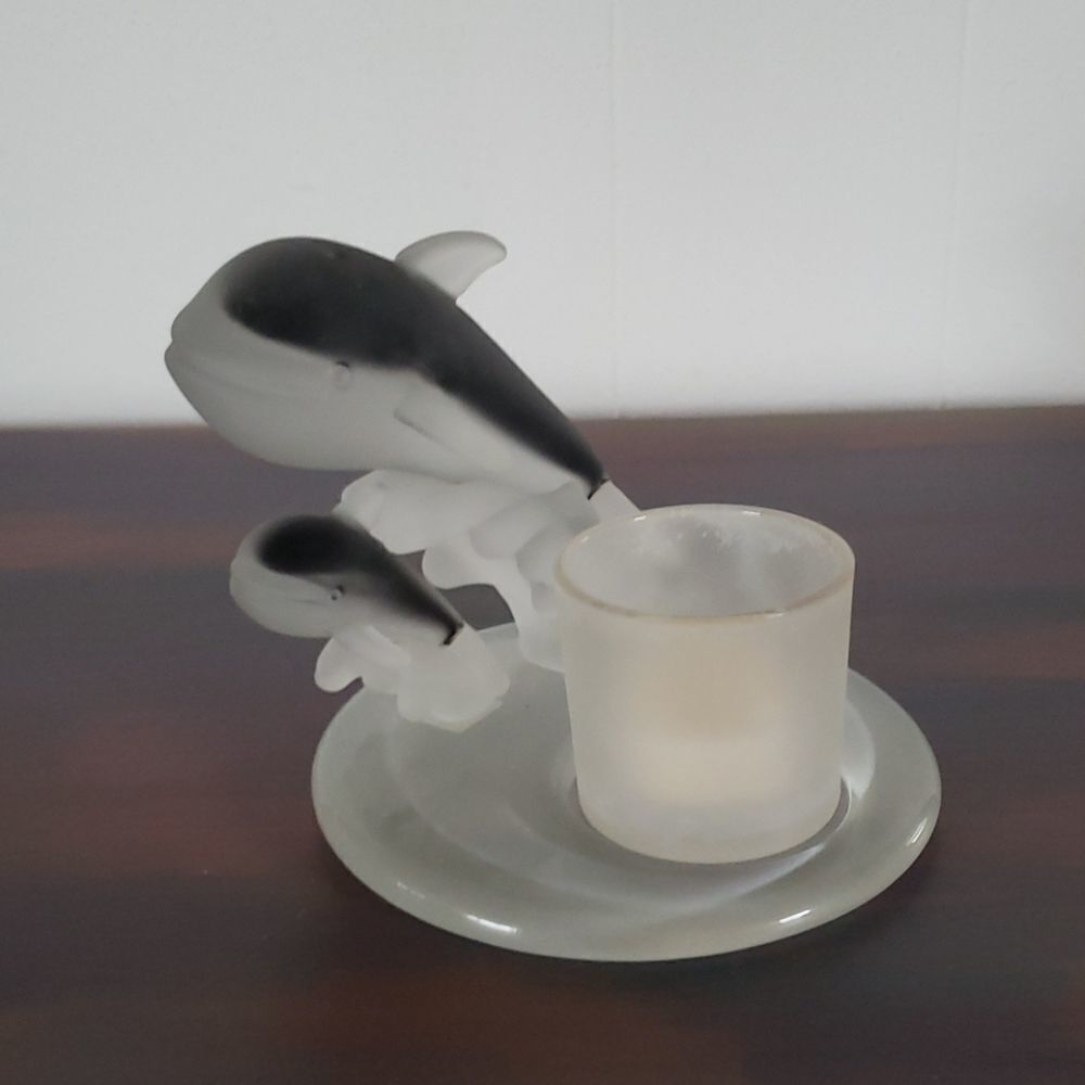 PartyLite Orca Whales Candle Holder Original Box
